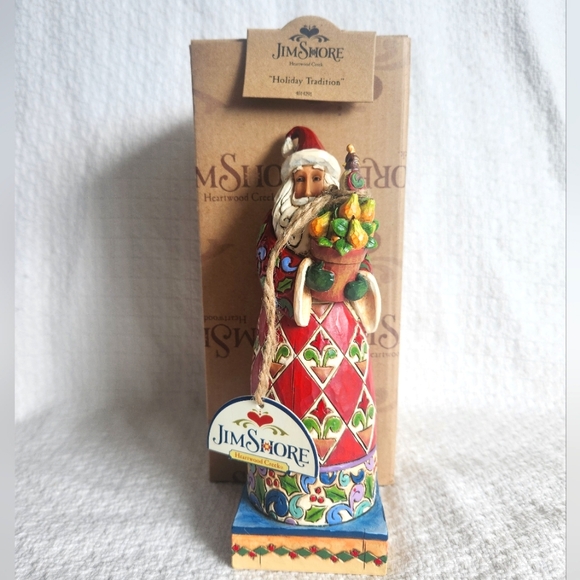 Jim Shore Holiday Tradition Small Santa with Patridge Peartree Figurine - Picture 2 of 10